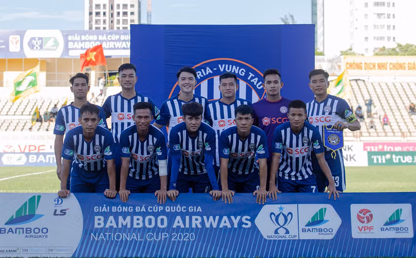 Tân binh hạng Nhất Bà Rịa-Vũng Tàu đã gây bất ngờ tại cúp quốc gia. Ảnh VPF