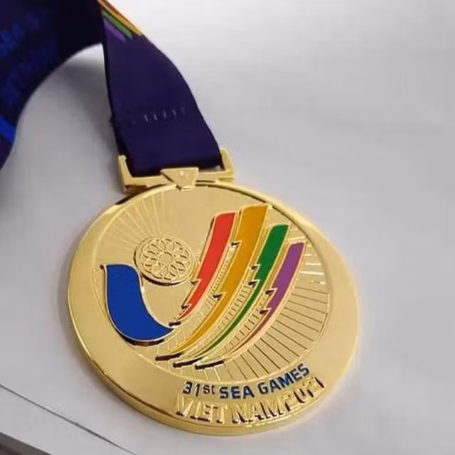 Mặt sau của tấm huy chương, có cánh chim hình chữ V. Ảnh AT