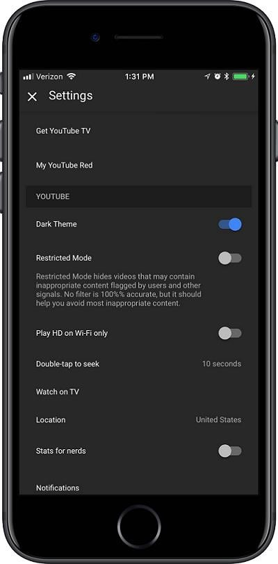 Cách bật chế độ màu tối của YouTube trên các thiết bị iOS - Ảnh 3