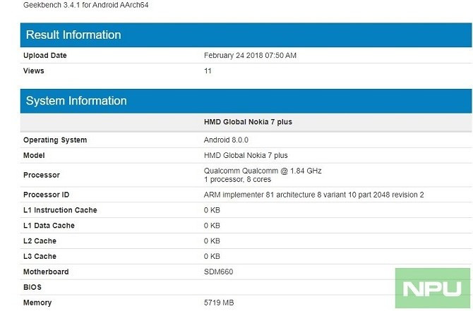 Nokia 7 Plus 6GB RAM xuất hiện trên Geekbench trước giờ ra mắt - Ảnh 2