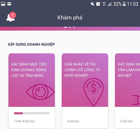 Giao diện app của ứng dụng HerVenture trên thiết bị di động.
