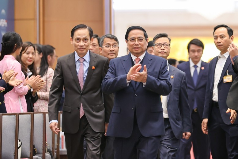 Thủ tướng Chính phủ Phạm Minh Chính tới dự lễ kỷ niệm 50 năm thành lập (1975 - 2025) và đón nhận Huân chương Lao động hạng Nhất của Ủy ban Biên giới quốc gia, Bộ Ngoại giao- Ảnh: VGP/Nhật Bắc