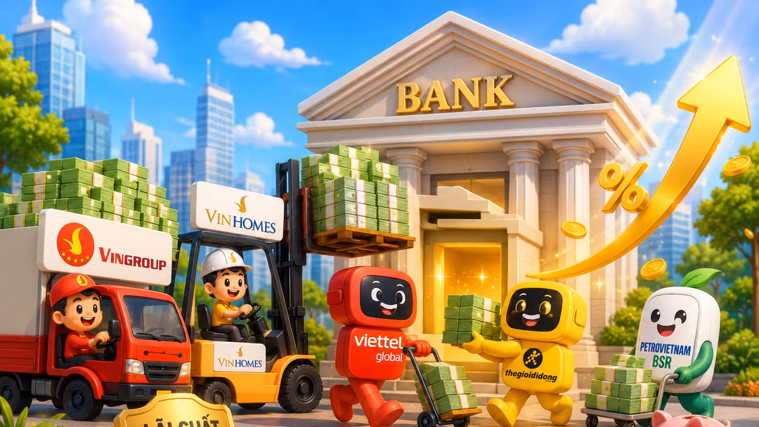 Vingroup, Vinhomes, Viettel Global, MWG, BSR đem “núi tiền” gửi ngân hàng lấy lãi