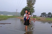 Trẻ em cắp sách tới trường ở Bắc Triều Tiên