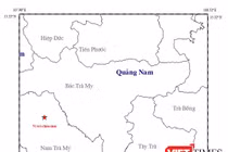 Vị trí tâm chấn trận động đất mạnh 3,9 độ richter vừa xảy ra trên địa bàn huyện Nam Trà My (Quảng Nam)