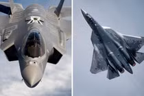 Chiến đấu cơ F-35 của Mỹ (trái) và Su-57 của Nga. Ảnh: MW.