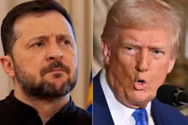 Tổng thống Mỹ Donald Trump đã tung đòn công kích cá nhân nhằm vào Tổng thống Ukraine Volodymyr Zelensky. Ảnh: Le Monde.