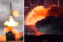 Hệ thống phóng tên lửa phòng thủ của THAAD và vụ nổ ở Tel Aviv, Israel. Ảnh: MW.