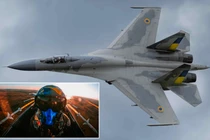 Hình ảnh chiến đấu cơ Su-27 của Không quân Ukraine, Phi công Su-27 thử nghiệm bắn tên lửa AGM-88. Ảnh: MW.