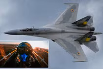 Hình ảnh chiến đấu cơ Su-27 của Không quân Ukraine, Phi công Su-27 thử nghiệm bắn tên lửa AGM-88. Ảnh: MW.