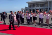 Bộ trưởng Ngoại giao Nga Sergey Lavrov tại Wonsan, Triều Tiên, vào ngày 12/7. Ảnh: RT.