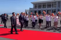 Bộ trưởng Ngoại giao Nga Sergey Lavrov tại Wonsan, Triều Tiên, vào ngày 12/7. Ảnh: RT.