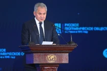 Ông Sergey Shoigu, thư ký Hội đồng An ninh Nga, phát biểu tại một sự kiện ở Moscow vào ngày 23/10. Ảnh: Sputnik.