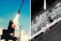 Hình ảnh phóng tên lửa Patriot và đòn tấn công bằng tên lửa Iskander nhằm vào hệ thống Patriot. Ảnh: MW.