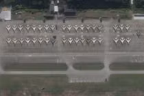 Một nhóm máy bay J-6 được chuyển biến thành drone trong bức ảnh vệ tinh chụp căn cứ Liancheng (Ảnh: Planet Labs)