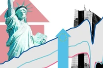 Khoảng cách giữa nền kinh tế Mỹ và châu Âu dự kiến ​​sẽ còn kéo dài (Ảnh: FT)