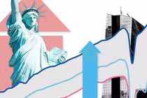 Khoảng cách giữa nền kinh tế Mỹ và châu Âu dự kiến ​​sẽ còn kéo dài (Ảnh: FT)