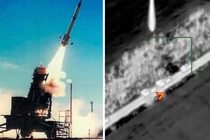 Cảnh phóng của hệ thống Patriot (trái) và Hệ thống Patriot của Ukraine ngay trước khi bị tên lửa Iskander tấn công. Ảnh: MW.