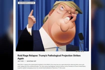 Một bài báo có nội dung chống ông Donald Trump từ Nio Thinker, hãng tin giả được cho là của Iran (Ảnh: RT)