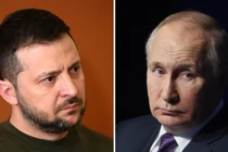 Tổng thống Ukraine Volodymyr Zelensky và Tổng thống Nga Vladimir Putin. Ảnh: AFP.