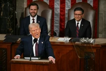 Tổng thống Mỹ Donald Trump phát biểu trước Quốc hội Mỹ. Ảnh: Getty.