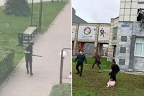 Những hình ảnh về vụ xả súng ở Nga được đăng tải trên mạng xã hội (Ảnh: RT)