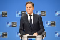 Tổng thư ký Mark Rutte tại trụ sở NATO vào ngày 4/4 tại Brussels, Bỉ. Ảnh: Getty.