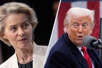Chủ tịch Ủy ban châu Âu Ursula von der Leyen và Tổng thống Mỹ Donald Trump. Ảnh: EPA.