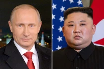 Tổng thống Nga Vladimir Putin và Chủ tịch Triều Tiên Kim Jong-un. Ảnh: AFP.
