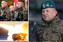 Tướng Jaroslaw Gromadzinski, hình ảnh các binh sĩ Ba Lan và hệ thống HIMARS. Ảnh: MW.