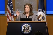 Người phát ngôn Bộ Ngoại giao Mỹ Tammy Bruce. Ảnh: Getty.