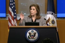 Người phát ngôn Bộ Ngoại giao Mỹ Tammy Bruce. Ảnh: Getty.