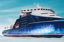 Ảnh đồ họa máy tính cho thấy tàu phá băng hạt nhân lớp Leader của Nga. Ảnh: MW.