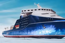 Ảnh đồ họa máy tính cho thấy tàu phá băng hạt nhân lớp Leader của Nga. Ảnh: MW.