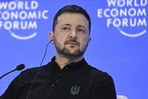 Nhà lãnh đạo Ukraine Volodymyr Zelensky tham dự Diễn đàn Kinh tế Thế giới (WEF) ở Davos, Thụy Sĩ ngày 21/1. Ảnh: Getty.