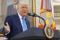 Tổng thống Mỹ Donald Trump tại Nhà Trắng, Washington DC. ngày 28/3. Ảnh: Getty.