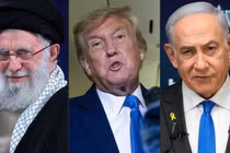 Lãnh tụ tối cao Iran Ayatollah Ali Khamenei, Tổng thống Mỹ Donald Trump và Thủ tướng Israel Benjamin Netanyahu. Ảnh: FT.