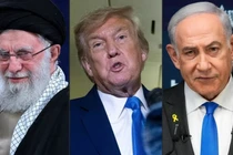 Lãnh tụ tối cao Iran Ayatollah Ali Khamenei, Tổng thống Mỹ Donald Trump và Thủ tướng Israel Benjamin Netanyahu. Ảnh: FT.