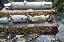 Các mảnh đạn AGM-88 HARM, HIMARS và Storm Shadow bị bắn rơi tại triển lãm "Quân đội-2023" ở Moscow, tháng 8/2023 (Ảnh: Sputnik)