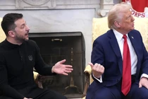 Tổng thống Mỹ Donald Trump và Tổng thống Ukraine Volodymyr Zelensky tại Phòng Bầu dục, Nhà Trắng ngày 28/2. Ảnh: GEtty.