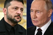 Tổng thống Ukraine Volodymyr Zelensky và Tổng thống Nga Vladimir Putin. Ảnh: Kyiv Post.