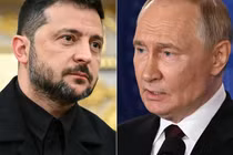 Tổng thống Ukraine Volodymyr Zelensky và Tổng thống Nga Vladimir Putin. Ảnh: Kyiv Post.