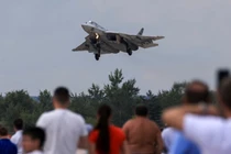 Chiến đấu cơ Sukhoi Su-57 ở Zhukovsky, Nga ngày 25/7/2021 (Ảnh: Reuters)
