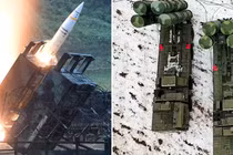 Bệ phóng ATACMS (trái) và bệ phóng S-400. Ảnh: MW.