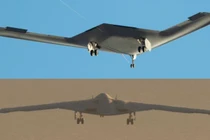 Nguyên mẫu B-21 đầu tiên trong chuyến bay thử nghiệm đầu tiên. Ảnh: MW.