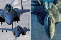 Chiến đấu cơ J-16 của Trung Quốc (trái) và F-22 của Mỹ. Ảnh: MW.
