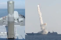 Phóng tên lửa P-800 từ hệ thống phòng thủ bờ biển Bastion. Ảnh: MW.