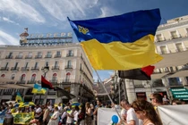 Một cuộc biểu tình ủng hộ Ukraine tại Madrid, Tây Ban Nha, ngày 24/8. Ảnh: Getty.