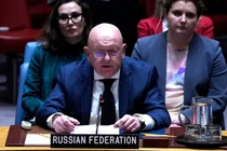 Vassily Nebenzia, đại diện thường trực của Nga tại Liên hợp quốc phát biểu trong cuộc họp Hội đồng Bảo an Liên hợp quốc ngày 30/10 (Ảnh: Sputnik)