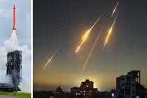 Hệ thống phòng không Barak 8 và đòn tấn công bằng tên lửa của Iran. Ảnh: MW.